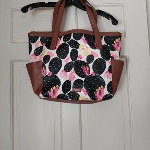 Fossil Brown Pebble Leather bag with black Cactus throughout Southwestern